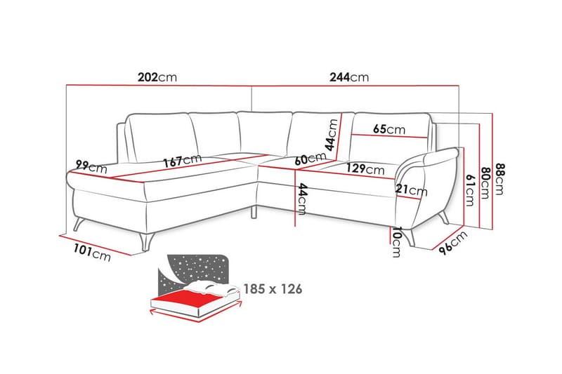 3-sits Hörnbäddsoffa Hereford - Möbler - Soffa - Bäddsoffa - Hörnbäddsoffa