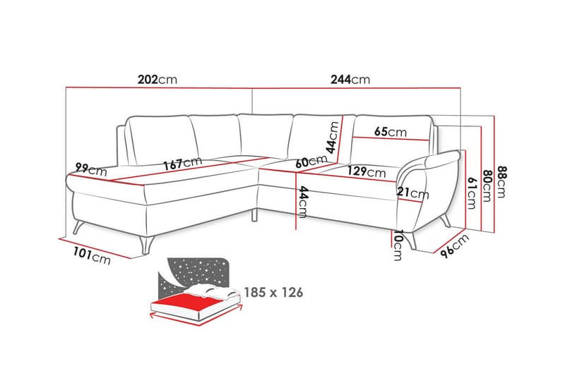 3-sits Hörnbäddsoffa Hereford - Möbler - Soffa - Bäddsoffa - Hörnbäddsoffa