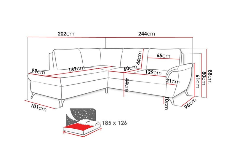 3-sits Hörnbäddsoffa Hereford - Möbler - Soffa - Bäddsoffa - Hörnbäddsoffa