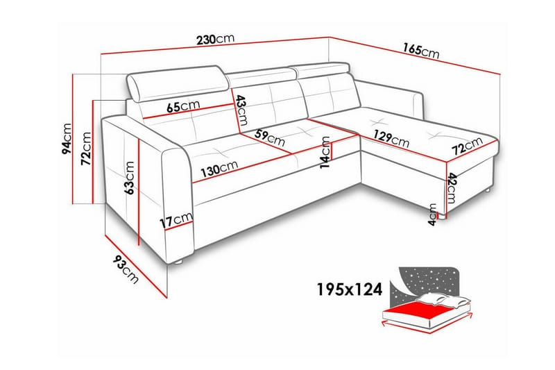 3-sits Hörnbäddsoffa Hunglader - Svart - Möbler - Soffa - Bäddsoffa - Hörnbäddsoffa