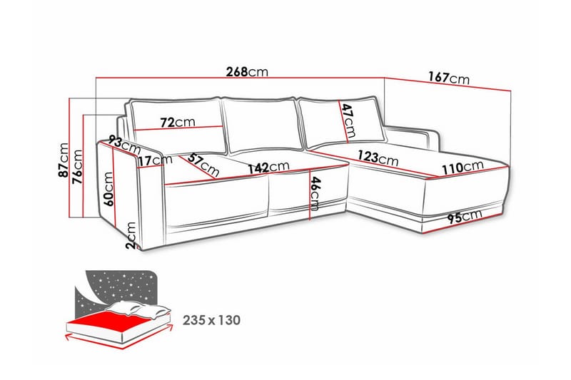 3-sits Hörnbäddsoffa Kintore - Blå - Möbler - Soffa - Bäddsoffa - Hörnbäddsoffa