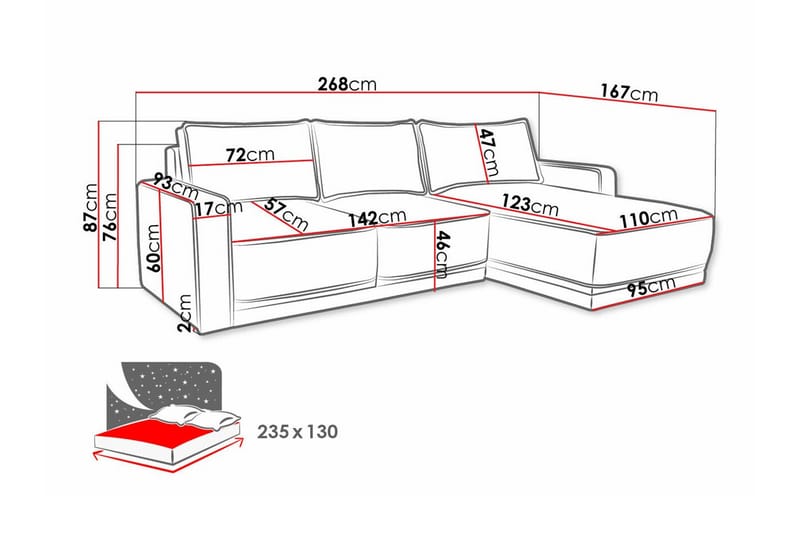 3-sits Hörnbäddsoffa Kintore - Mörkgrå - Möbler - Soffa - Bäddsoffa - Hörnbäddsoffa