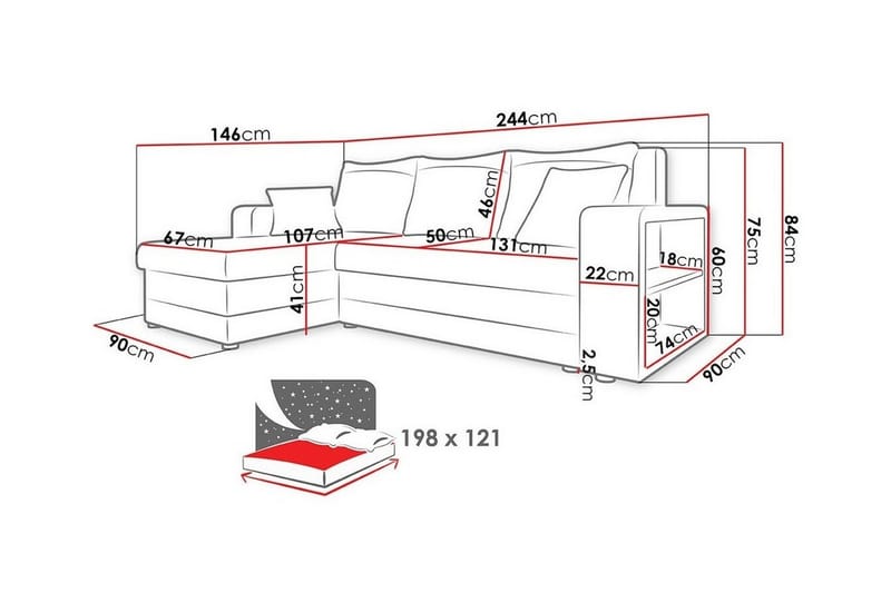 3-sits Hörnbäddsoffa Kintore - Möbler - Soffa - Bäddsoffa - Hörnbäddsoffa