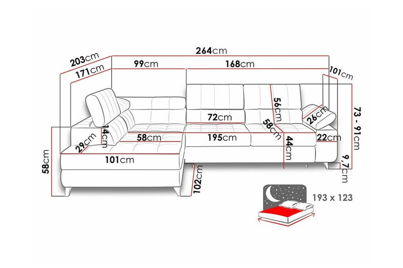 3-sits Hörnbäddsoffa Kintore - Möbler - Soffa - Bäddsoffa - Hörnbäddsoffa