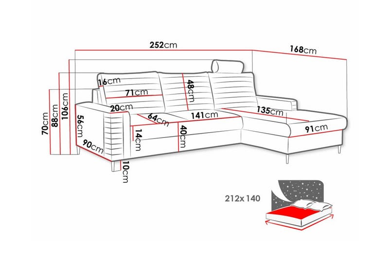 3-sits Hörnbäddsoffa Kintore - Möbler - Soffa - Bäddsoffa - Hörnbäddsoffa