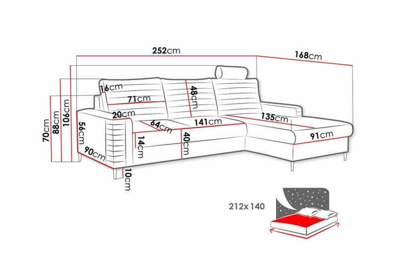 3-sits Hörnbäddsoffa Kintore - Möbler - Soffa - Bäddsoffa - Hörnbäddsoffa