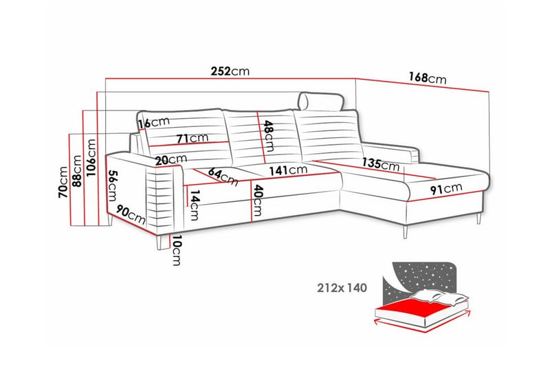 3-sits Hörnbäddsoffa Kintore - Möbler - Soffa - Bäddsoffa - Hörnbäddsoffa