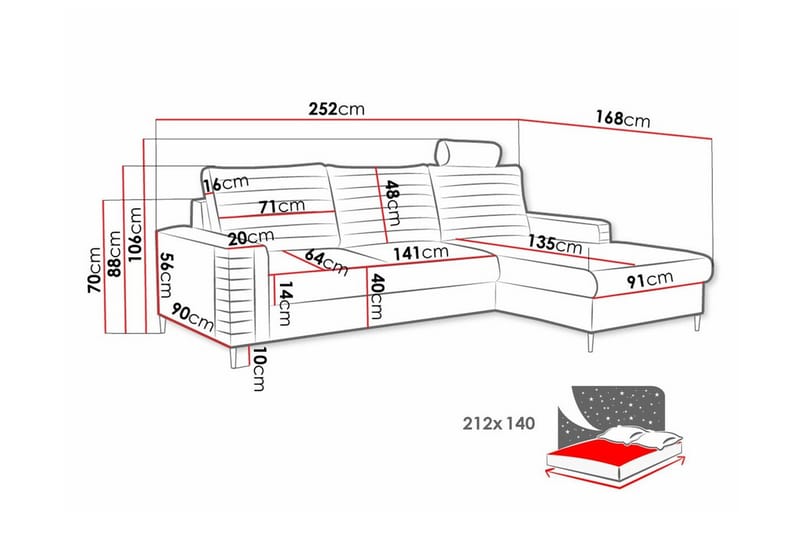 3-sits Hörnbäddsoffa Kintore - Möbler - Soffa - Bäddsoffa - Hörnbäddsoffa