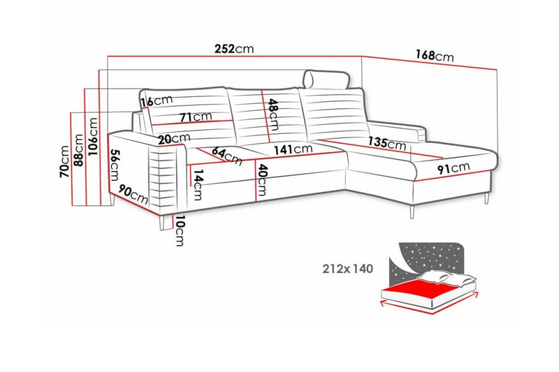 3-sits Hörnbäddsoffa Kintore - Möbler - Soffa - Bäddsoffa - Hörnbäddsoffa