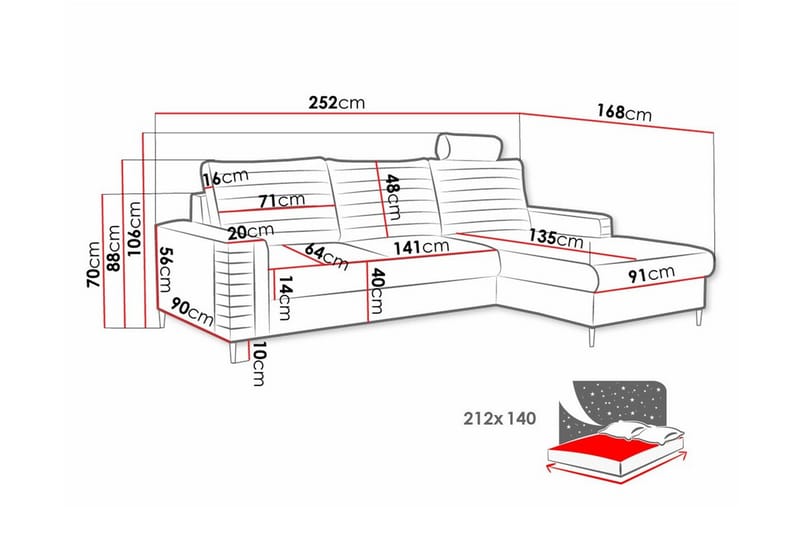 3-sits Hörnbäddsoffa Kintore - Möbler - Soffa - Bäddsoffa - Hörnbäddsoffa