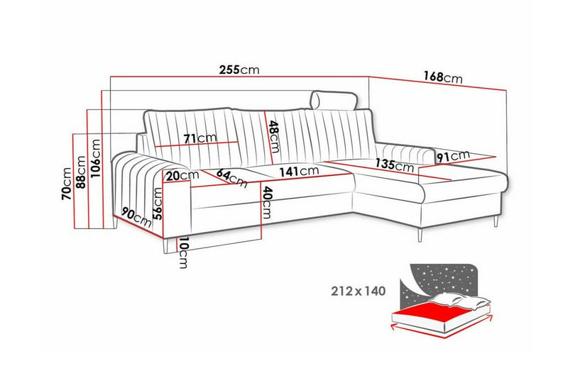 3-sits Hörnbäddsoffa Kintore - Möbler - Soffa - Bäddsoffa - Hörnbäddsoffa