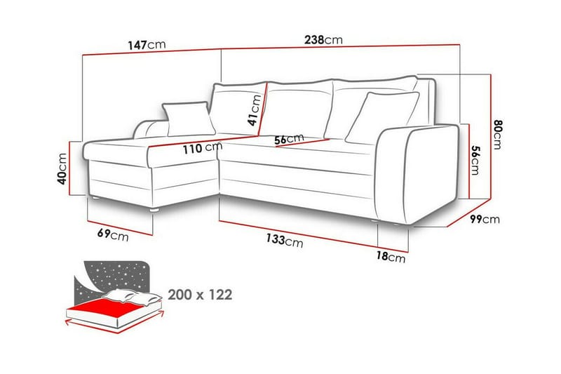 3-sits Hörnbäddsoffa Kintore - Möbler - Soffa - Bäddsoffa - Hörnbäddsoffa