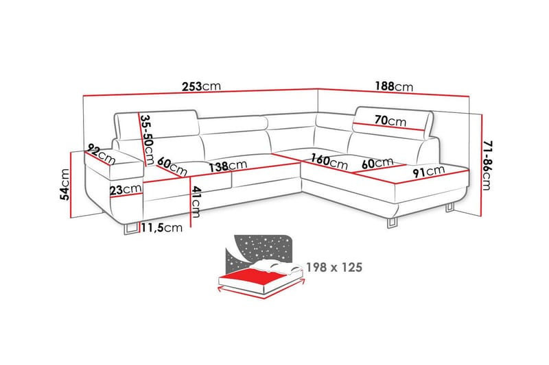 3-sits Hörnbäddsoffa Kintore - Möbler - Soffa - Bäddsoffa - Hörnbäddsoffa