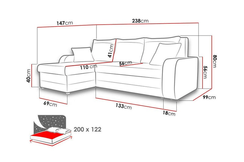 3-sits Hörnbäddsoffa Kintore - Möbler - Soffa - Bäddsoffa - Hörnbäddsoffa