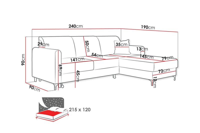 3-sits Hörnbäddsoffa Kintore - Möbler - Soffa - Bäddsoffa - Hörnbäddsoffa