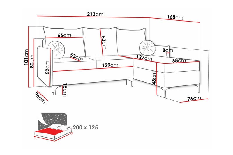 3-sits Hörnbäddsoffa Knocklong - Blå - Möbler - Soffa - Bäddsoffa - Hörnbäddsoffa