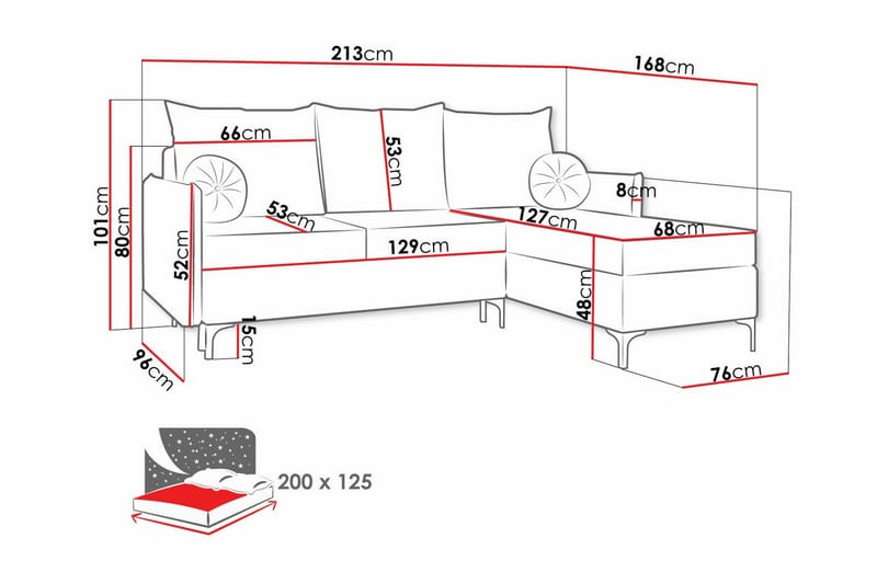 3-sits Hörnbäddsoffa Knocklong - Cream - Möbler - Soffa - Bäddsoffa - Hörnbäddsoffa