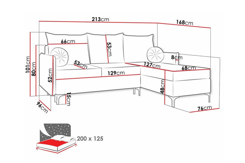 3-sits Hörnbäddsoffa Knocklong - Cream - Möbler - Soffa - Bäddsoffa - Hörnbäddsoffa