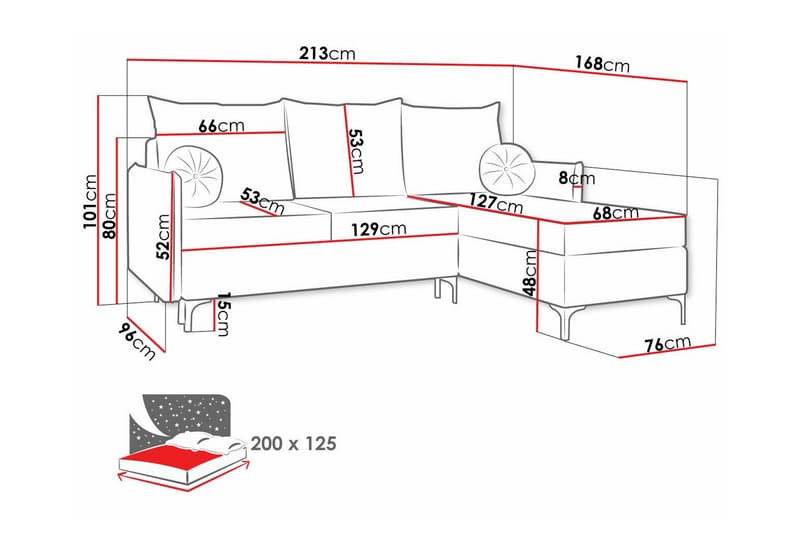 3-sits Hörnbäddsoffa Knocklong - Grå - Möbler - Soffa - Bäddsoffa - Hörnbäddsoffa