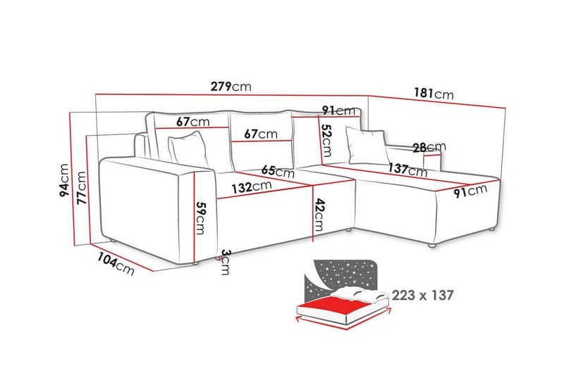 3-sits Hörnbäddsoffa Knocklong - Grön - Möbler - Soffa - Bäddsoffa - Hörnbäddsoffa