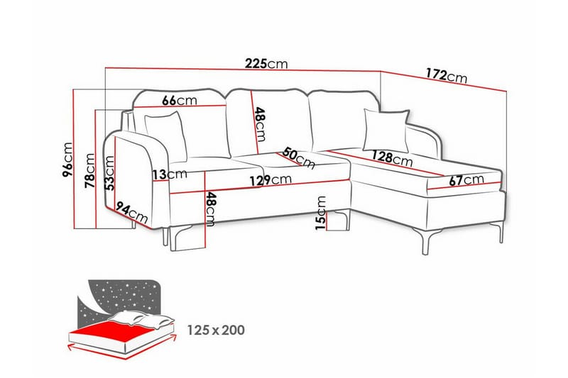 3-sits Hörnbäddsoffa Knocklong - Möbler - Soffa - Bäddsoffa - Hörnbäddsoffa