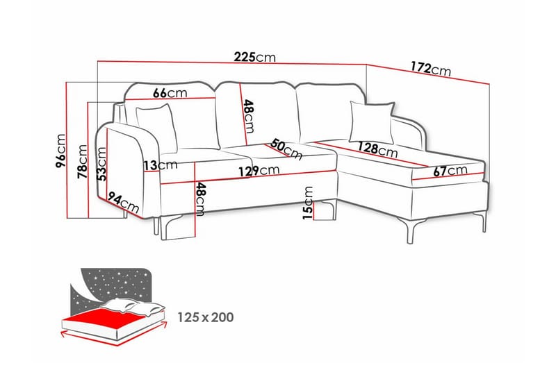 3-sits Hörnbäddsoffa Knocklong - Möbler - Soffa - Bäddsoffa - Hörnbäddsoffa