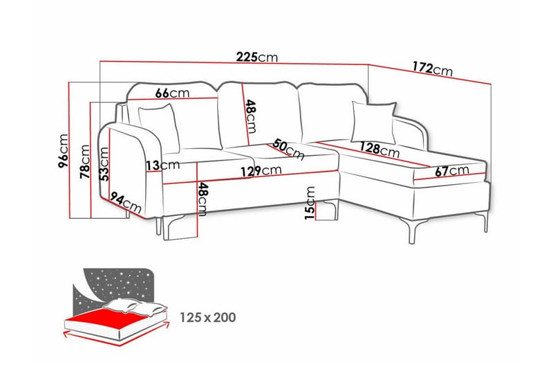 3-sits Hörnbäddsoffa Knocklong - Möbler - Soffa - Bäddsoffa - Hörnbäddsoffa