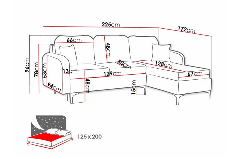 3-sits Hörnbäddsoffa Knocklong - Möbler - Soffa - Bäddsoffa - Hörnbäddsoffa