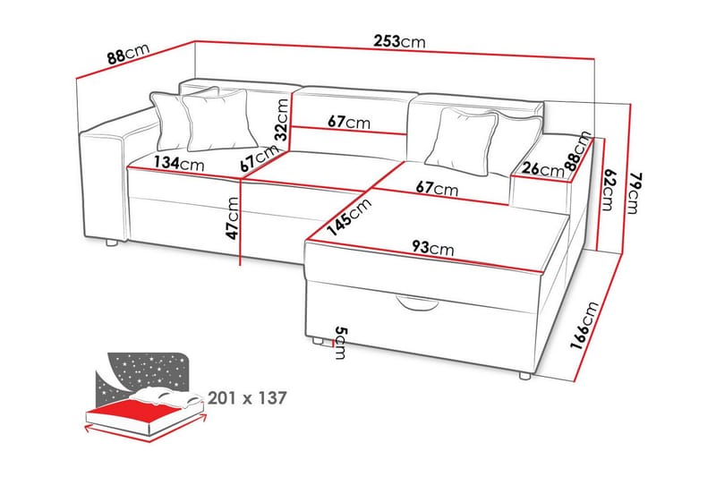 3-sits Hörnbäddsoffa Knocklong - Möbler - Soffa - Bäddsoffa - Hörnbäddsoffa