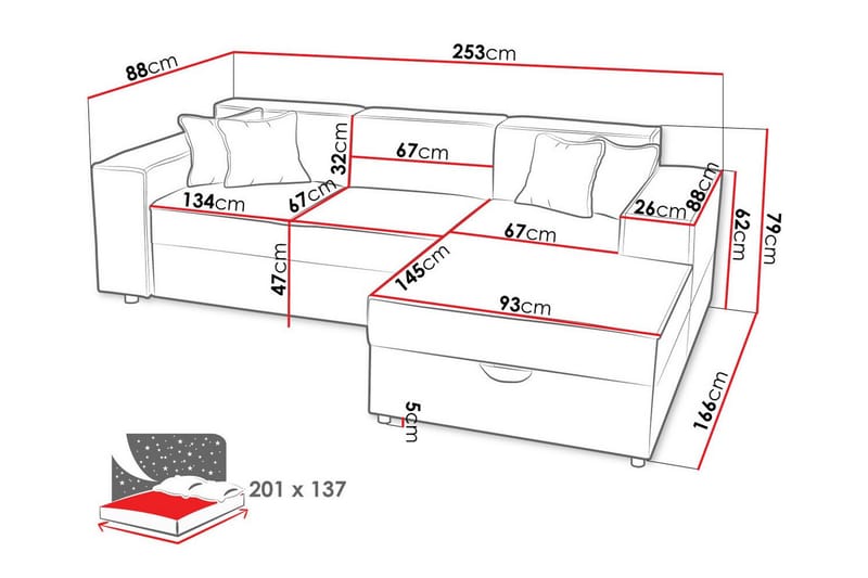 3-sits Hörnbäddsoffa Knocklong - Möbler - Soffa - Bäddsoffa - Hörnbäddsoffa