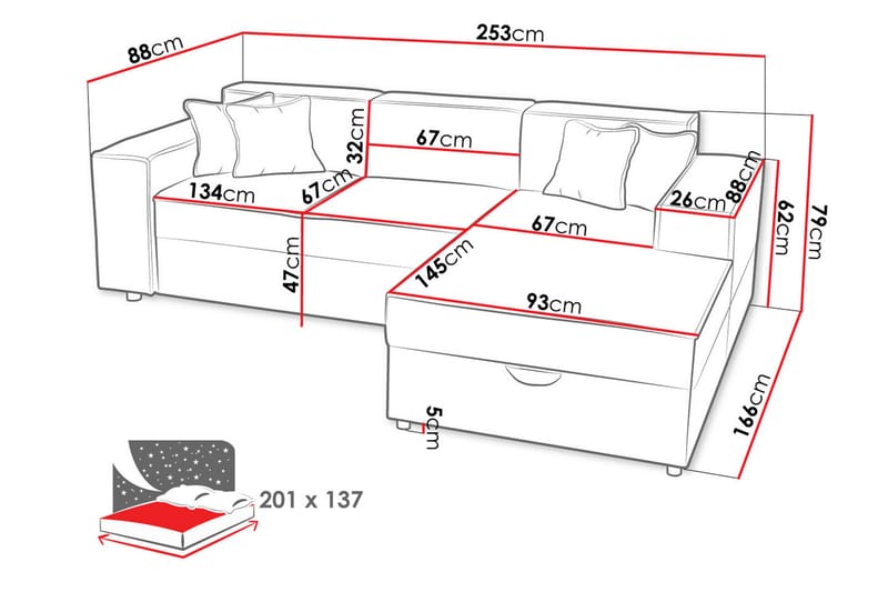 3-sits Hörnbäddsoffa Knocklong - Möbler - Soffa - Bäddsoffa - Hörnbäddsoffa