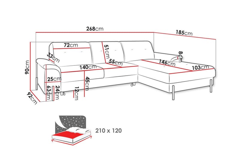 3-sits Hörnbäddsoffa Messner - Möbler - Soffa - Bäddsoffa - Hörnbäddsoffa