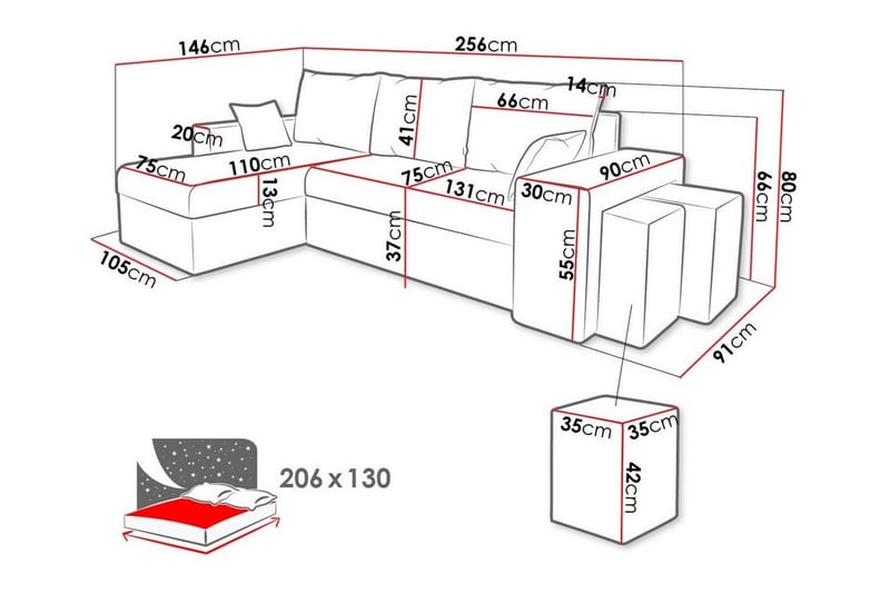 3-sits Hörnbäddsoffa Midfeld - Möbler - Soffa - Bäddsoffa - Hörnbäddsoffa