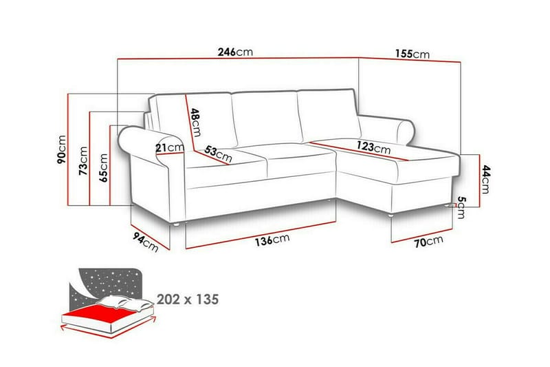 3-sits Hörnbäddsoffa Midfeld - Möbler - Soffa - Bäddsoffa - Hörnbäddsoffa