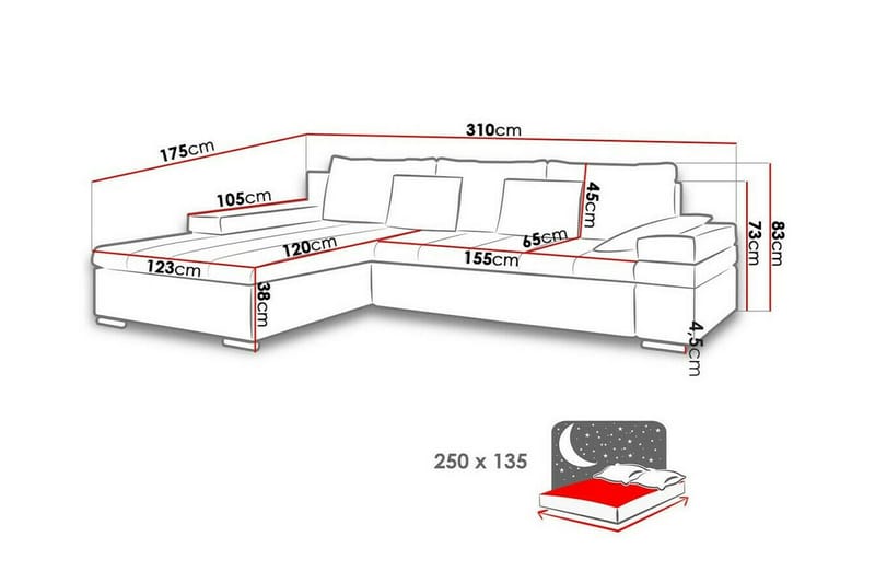 3-sits Hörnbäddsoffa Naoma - Möbler - Soffa - Bäddsoffa - Hörnbäddsoffa