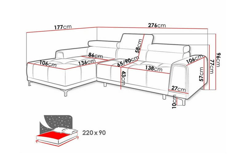 3-sits Hörnbäddsoffa Rathkeale - Möbler - Soffa - Bäddsoffa - Hörnbäddsoffa