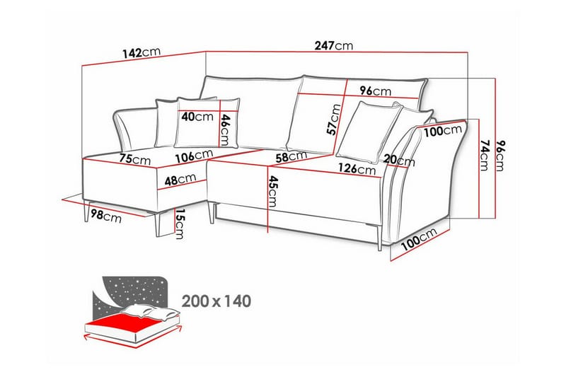 3-sits Hörnbäddsoffa Staffin - Möbler - Soffa - Bäddsoffa - Hörnbäddsoffa