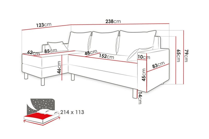 3-sits Hörnbäddsoffa Summerhill - Möbler - Soffa - Bäddsoffa - Hörnbäddsoffa