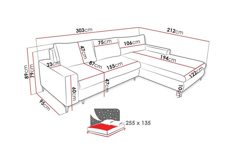 3-sits Hörnbäddsoffa Talby - Möbler - Soffa - Bäddsoffa - Hörnbäddsoffa