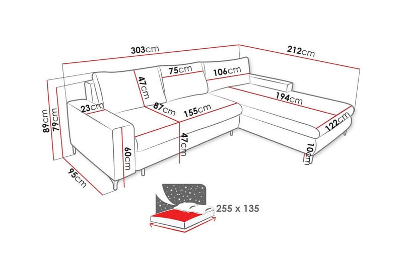 3-sits Hörnbäddsoffa Talby - Möbler - Soffa - Bäddsoffa - Hörnbäddsoffa