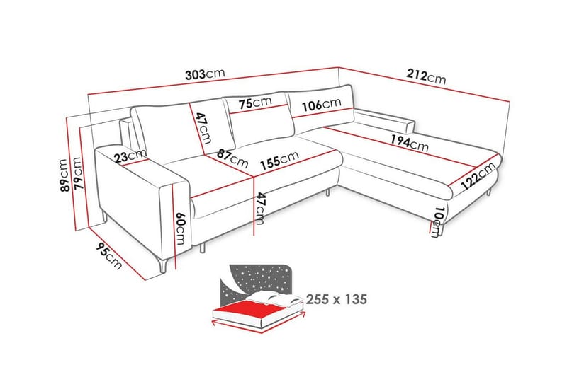 3-sits Hörnbäddsoffa Talby - Möbler - Soffa - Bäddsoffa - Hörnbäddsoffa