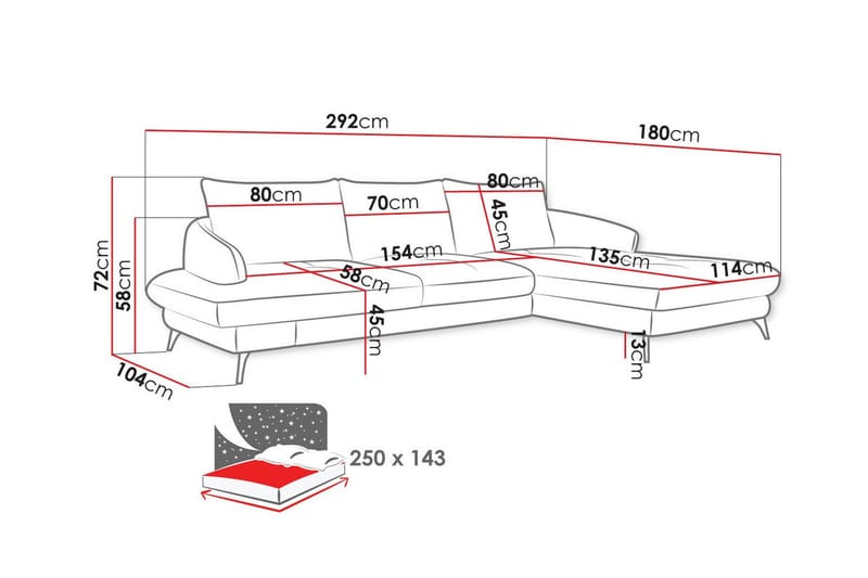 3-sits Hörnbäddsoffa Telford - Möbler - Soffa - Bäddsoffa - Hörnbäddsoffa