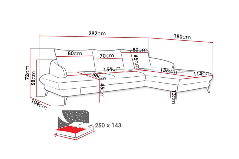 3-sits Hörnbäddsoffa Telford - Möbler - Soffa - Bäddsoffa - Hörnbäddsoffa