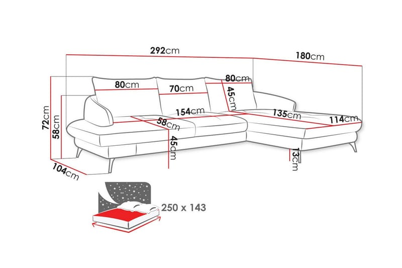 3-sits Hörnbäddsoffa Telford - Möbler - Soffa - Bäddsoffa - Hörnbäddsoffa