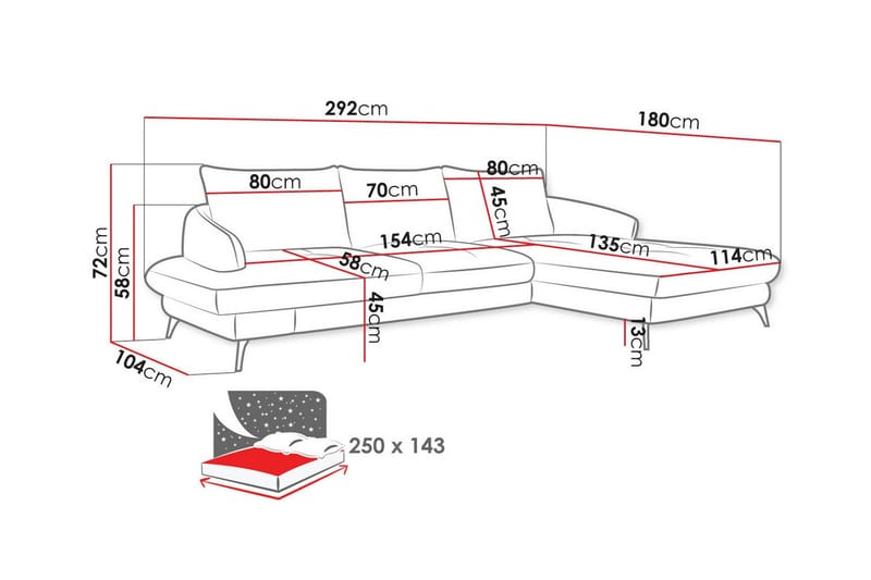 3-sits Hörnbäddsoffa Telford - Möbler - Soffa - Bäddsoffa - Hörnbäddsoffa