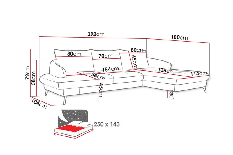 3-sits Hörnbäddsoffa Telford - Möbler - Soffa - Bäddsoffa - Hörnbäddsoffa