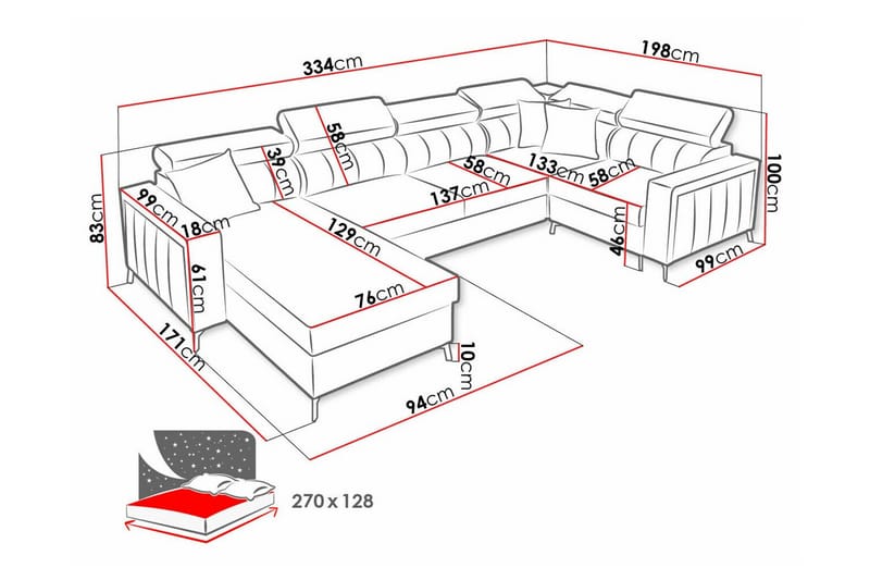 4-sits Hörnbäddsoffa Galbally - Möbler - Soffa - Bäddsoffa - Hörnbäddsoffa