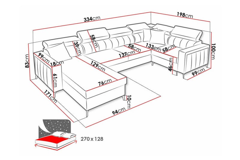 4-sits Hörnbäddsoffa Galbally - Möbler - Soffa - Bäddsoffa - Hörnbäddsoffa