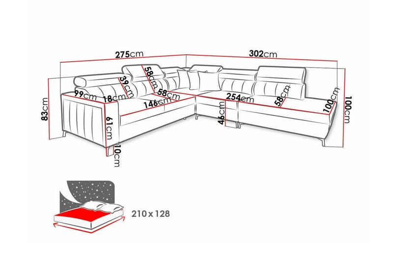 4-sits Hörnbäddsoffa Galbally - Möbler - Soffa - Bäddsoffa - Hörnbäddsoffa