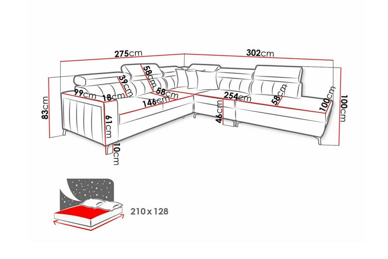 4-sits Hörnbäddsoffa Galbally - Möbler - Soffa - Bäddsoffa - Hörnbäddsoffa